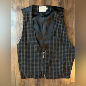 LBH Black Grid Zip Front Vest Sleeveless Minimalist Workwear Top